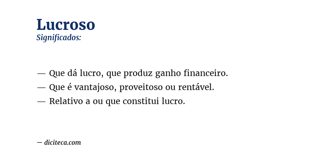 Significado de lucroso
