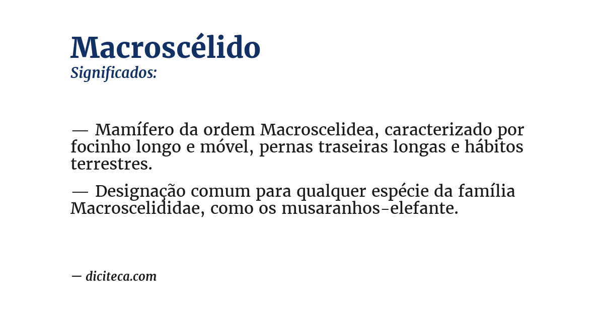 Significado de macroscélido