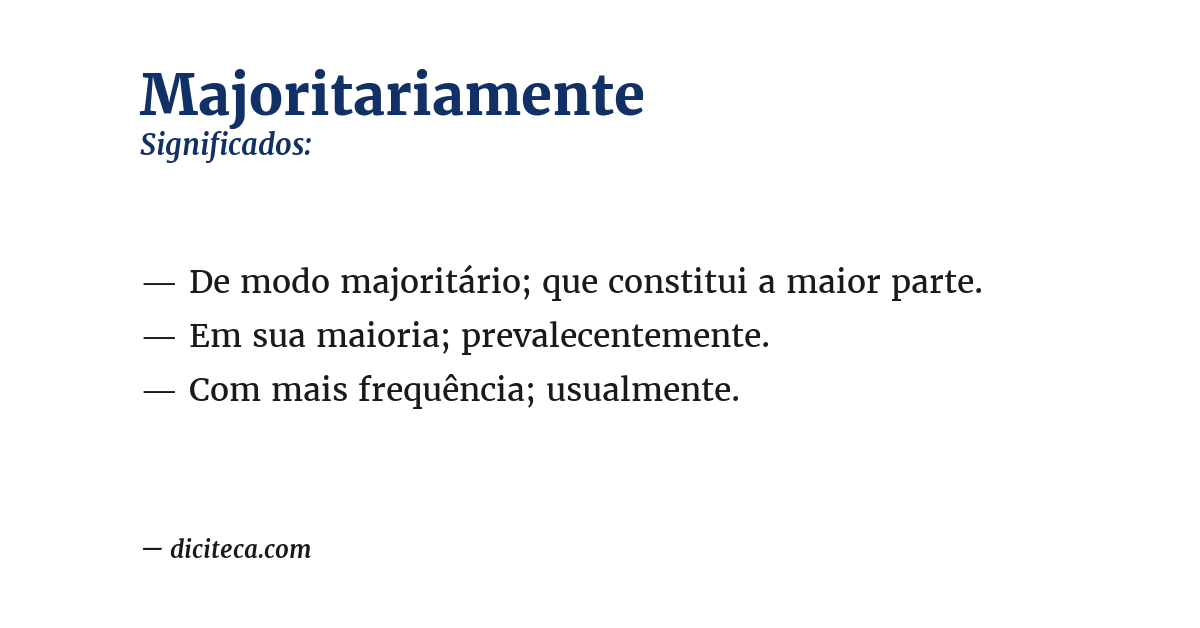 Significado de majoritariamente