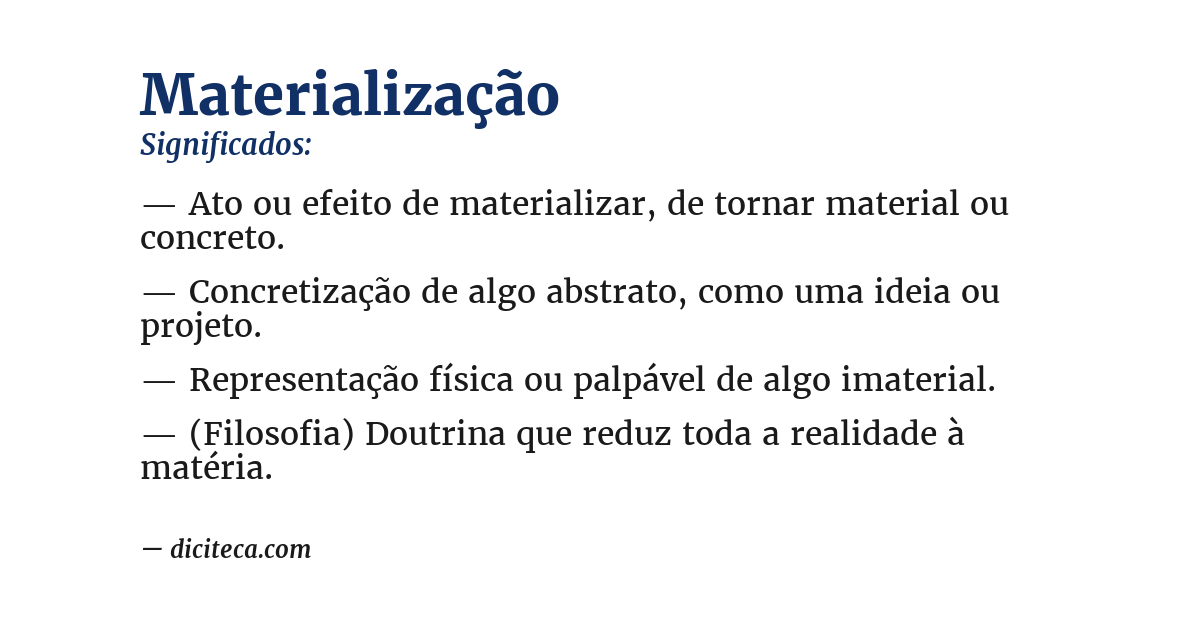 Significado de materialização
