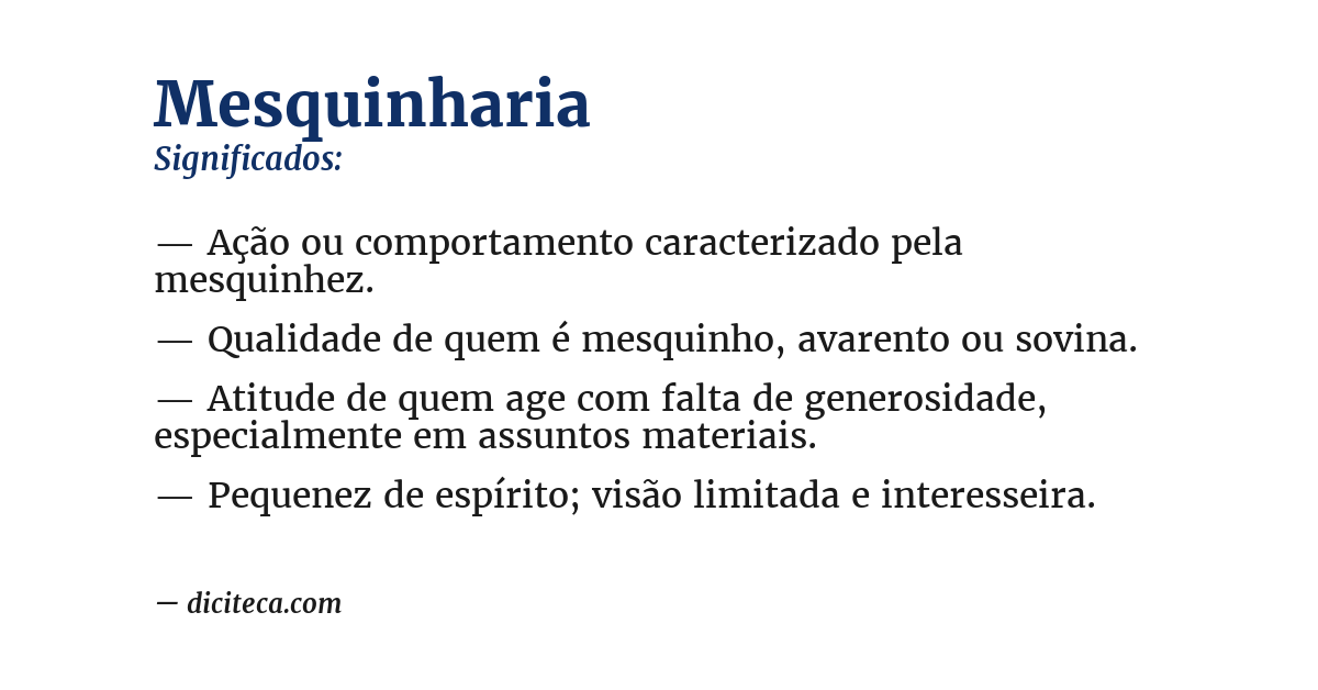 Significado de mesquinharia