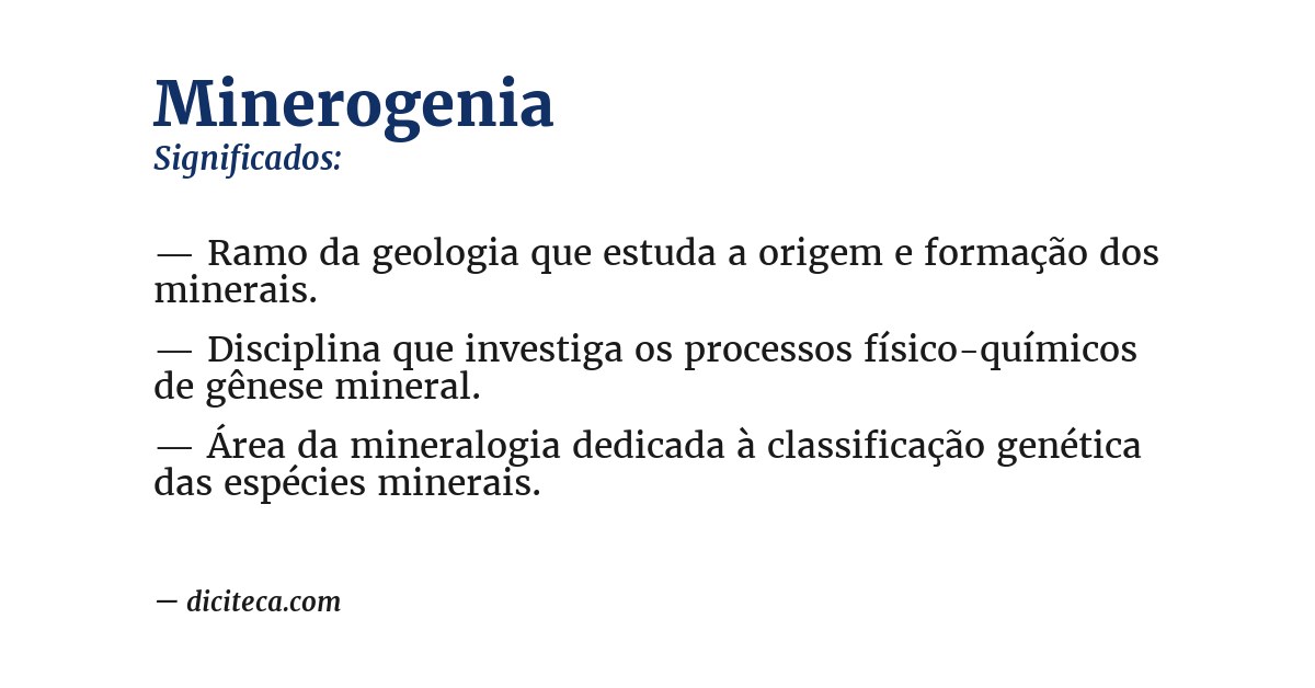 Significado de minerogenia