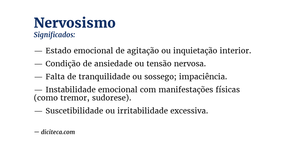 Significado de nervosismo