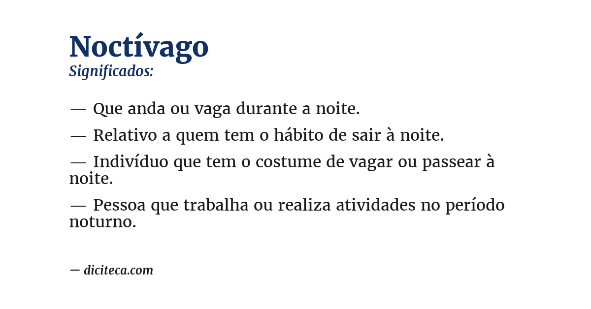 Significado de noctívago