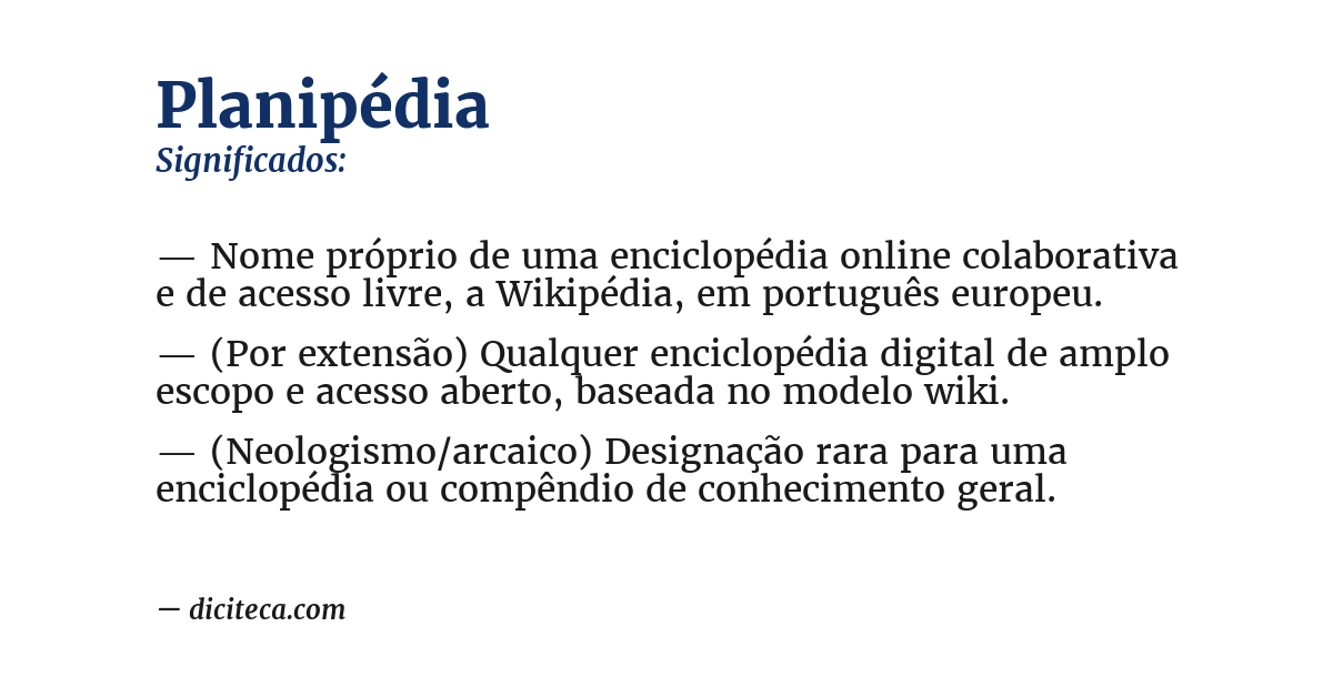 Significado de planipédia