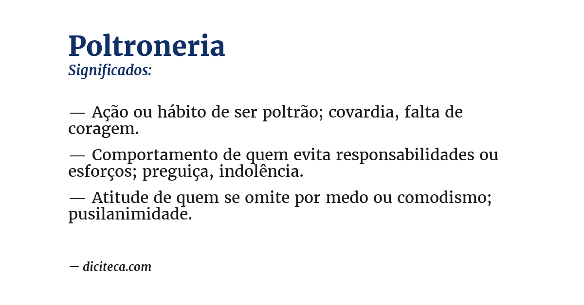 Significado de poltroneria