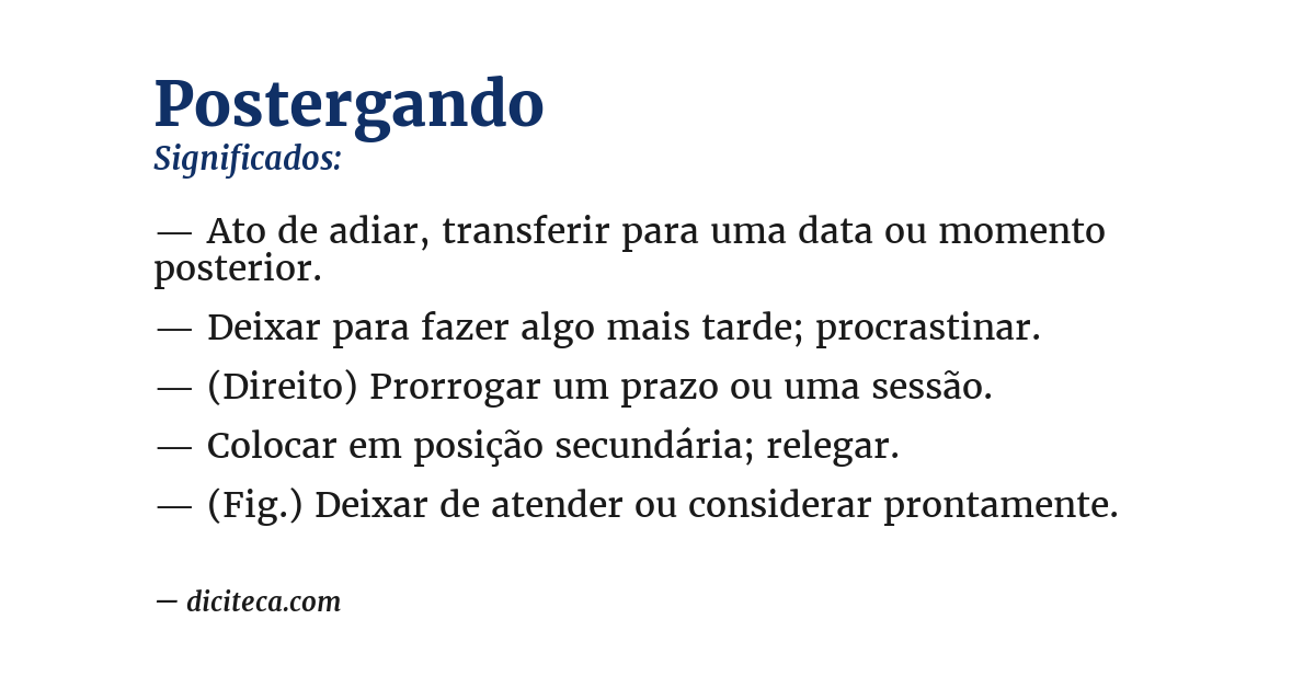 Significado de postergando