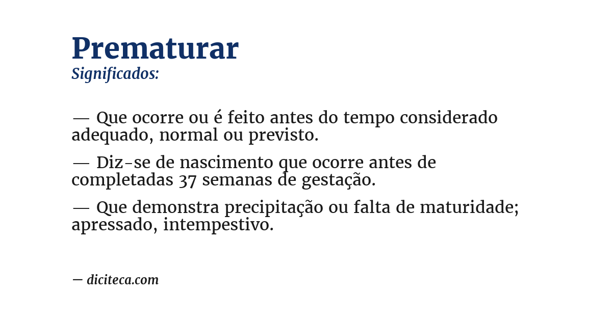 Significado de prematurar