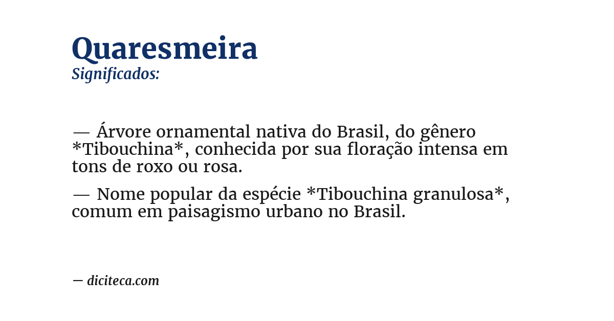 Significado de quaresmeira