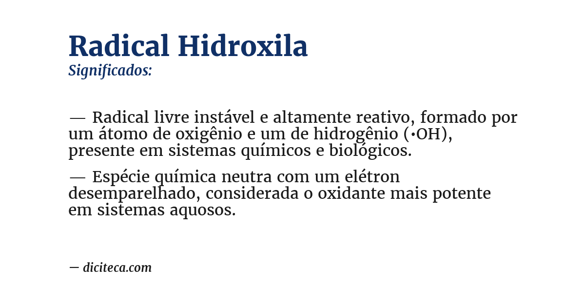 Significado de radical hidroxila