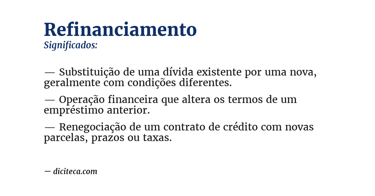 Significado de refinanciamento