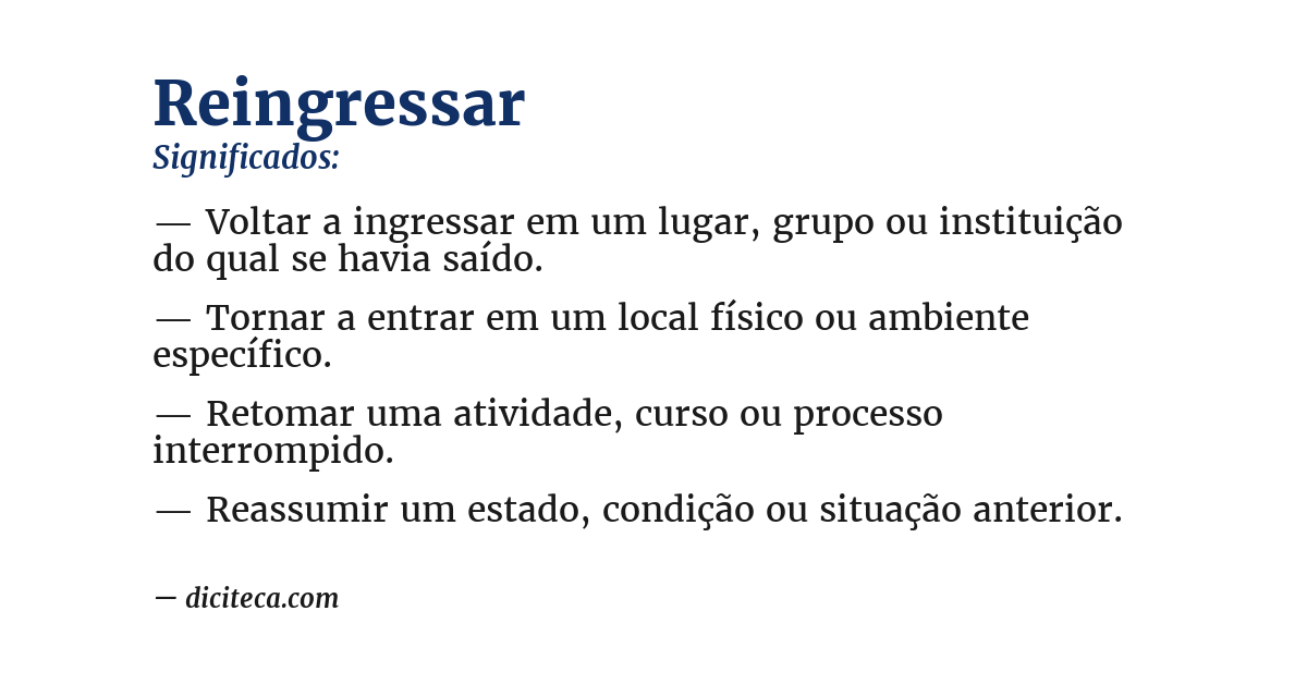 Significado de reingressar