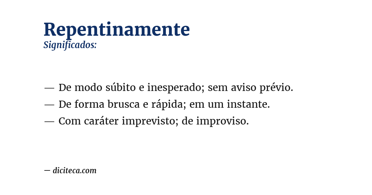Significado de repentinamente