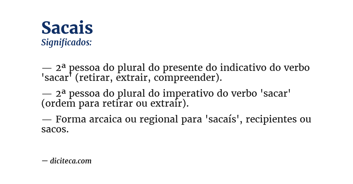Significado de sacais