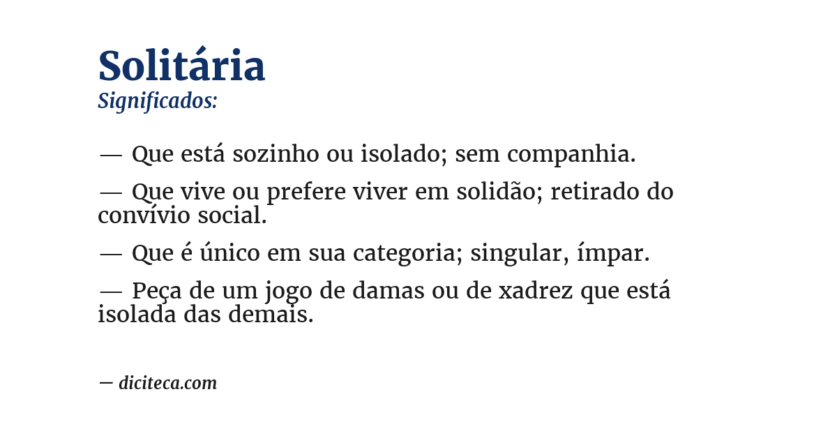 Significado de solitária