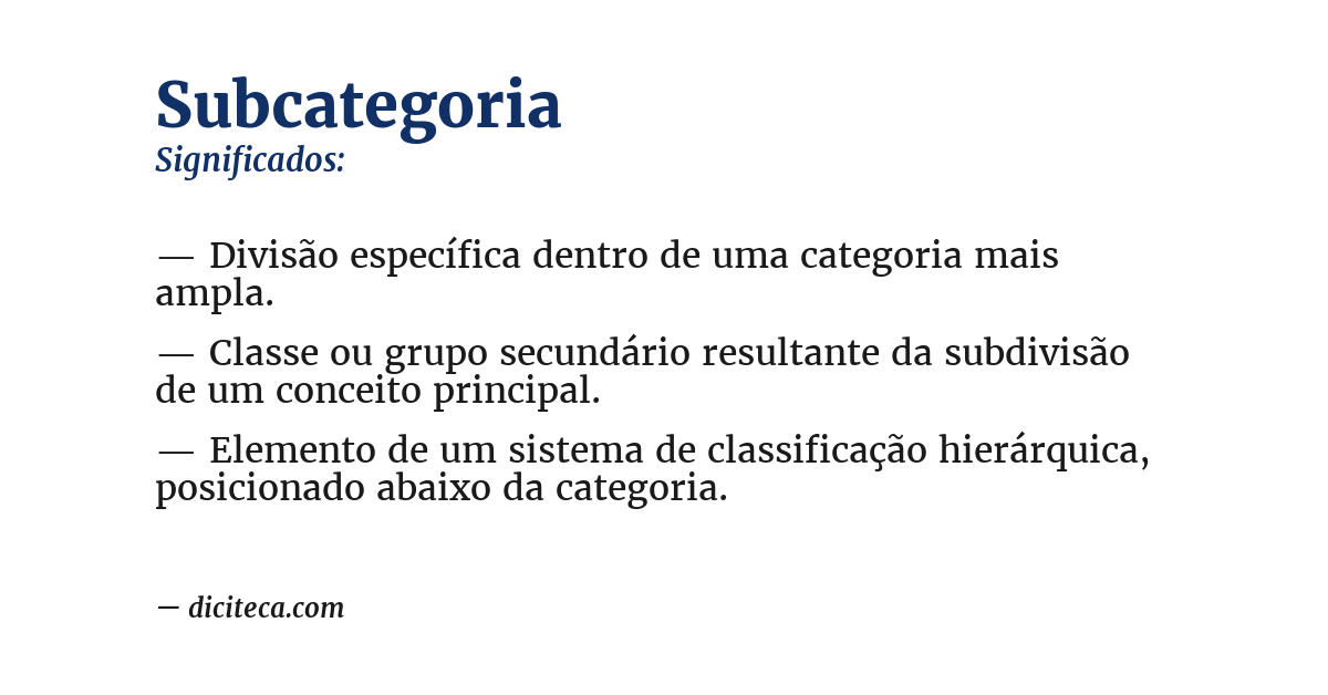 Significado de subcategoria