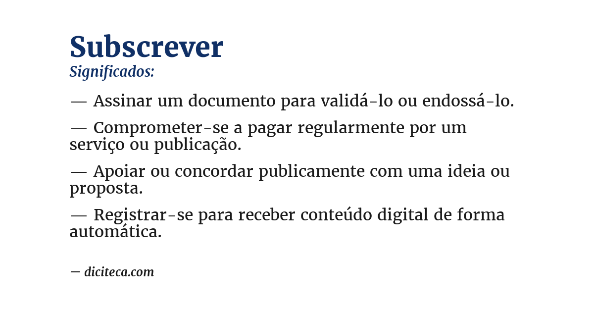 Significado de subscrever