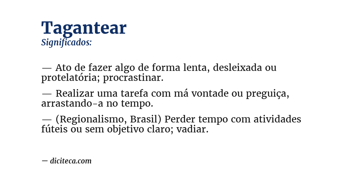 Significado de tagantear