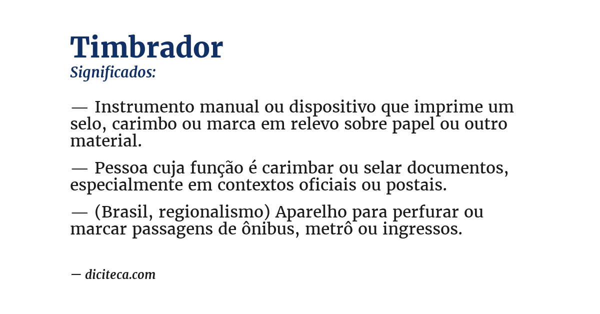 Significado de timbrador