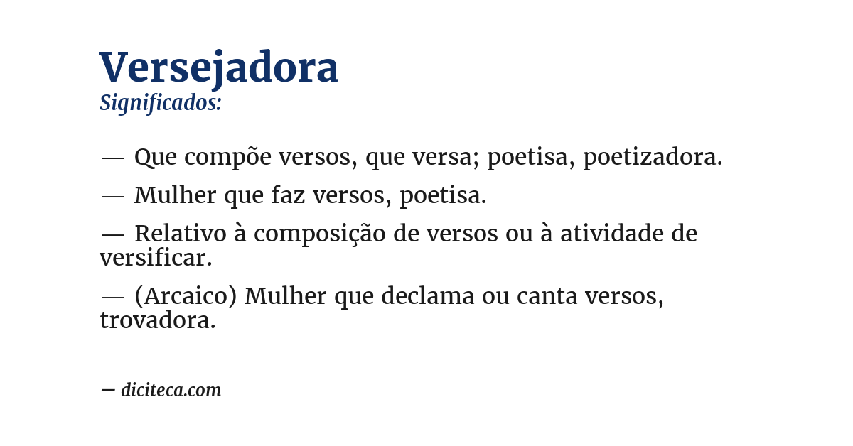 Significado de versejadora