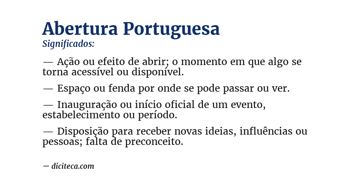 Significado de abertura portuguesa