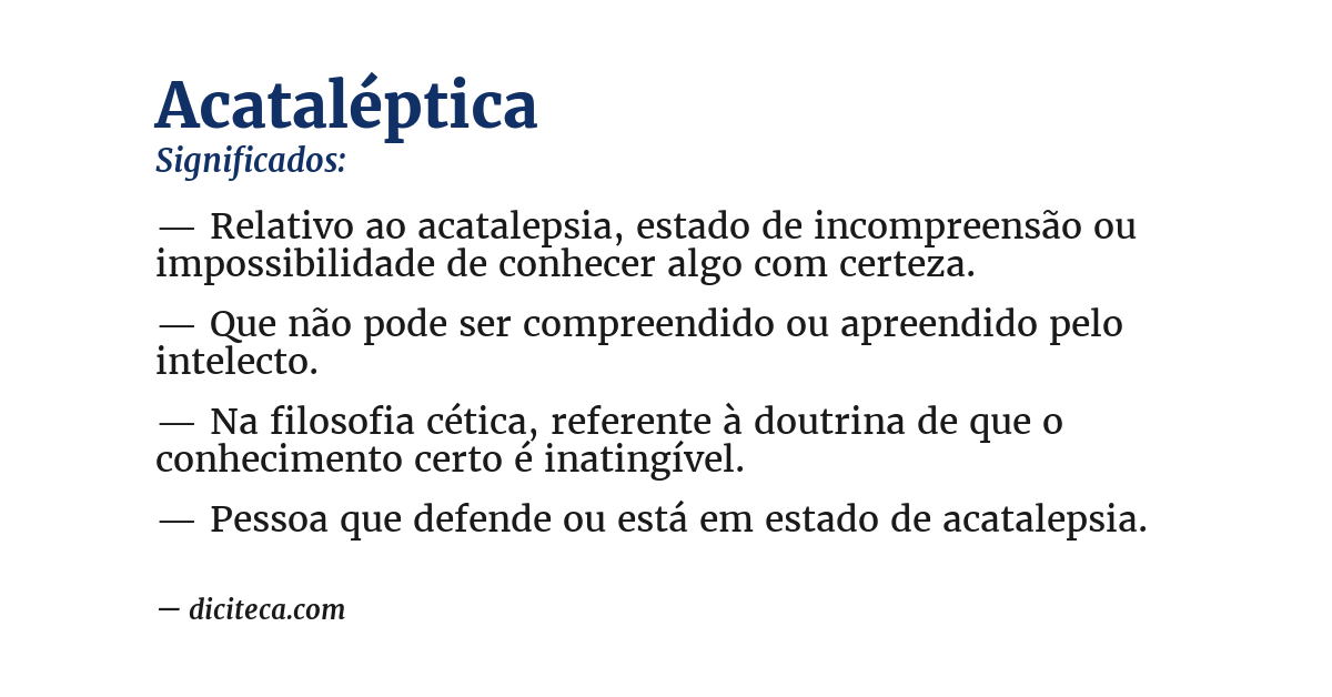Significado de acataléptica