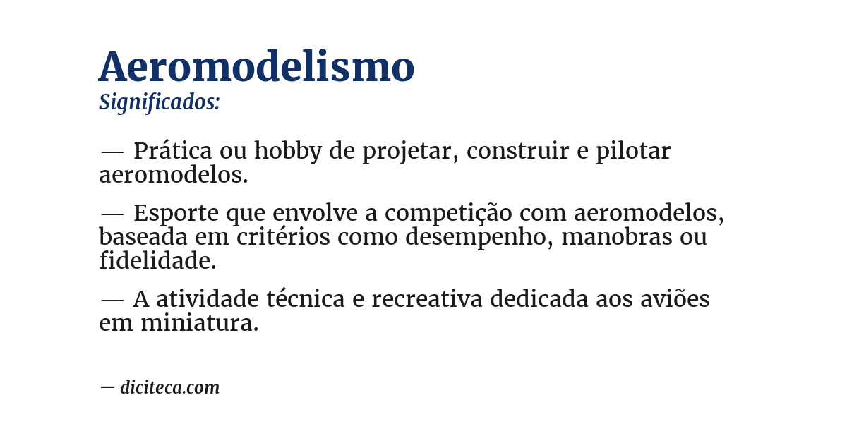 Significado de aeromodelismo