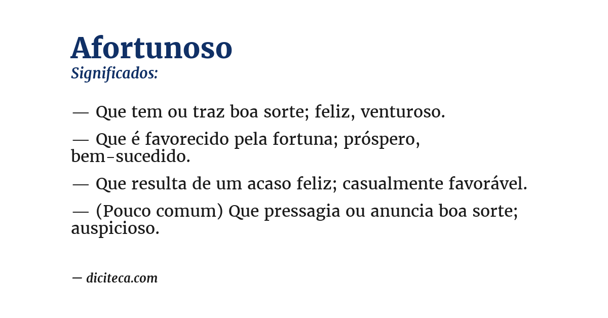 Significado de afortunoso
