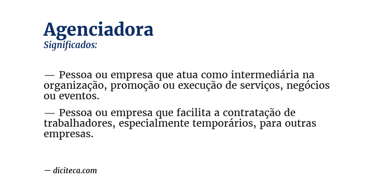 Significado de agenciadora