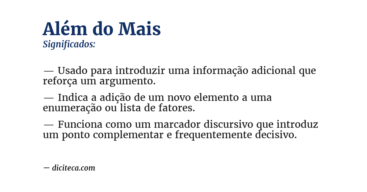 Significado de além do mais