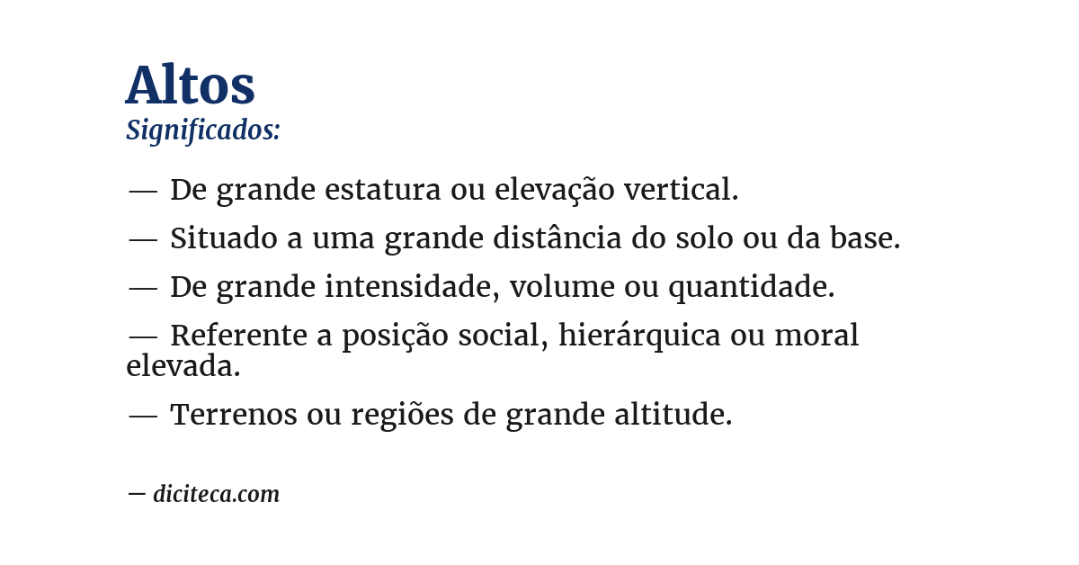 Significado de altos