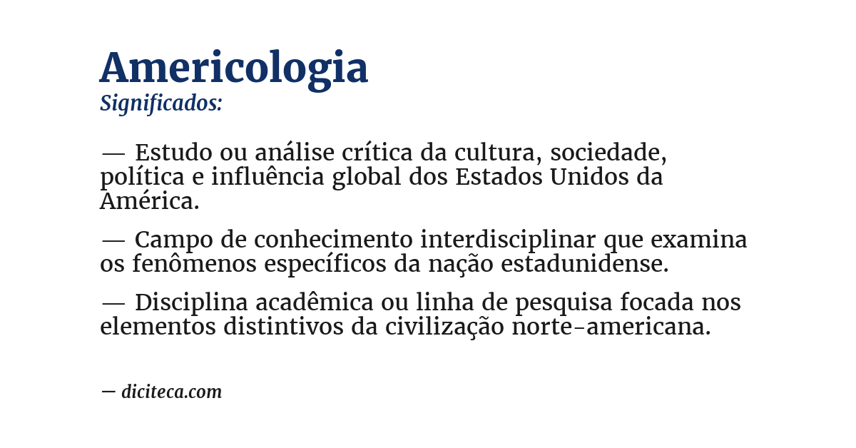 Significado de americologia
