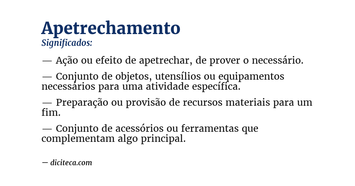 Significado de apetrechamento