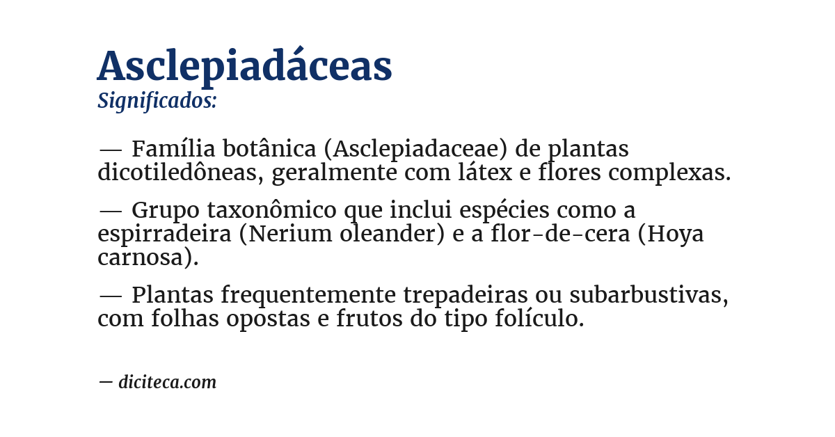 Significado de asclepiadáceas