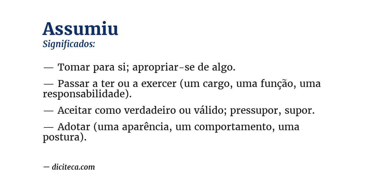 Significado de assumiu
