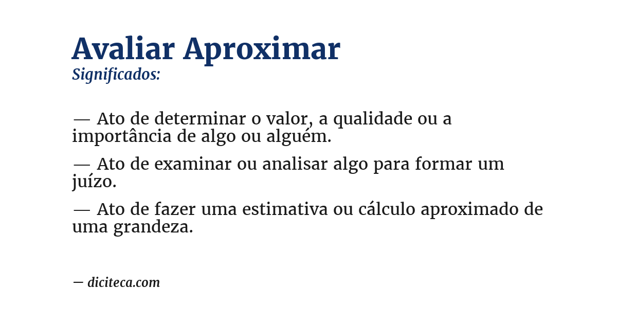Significado de avaliar aproximar