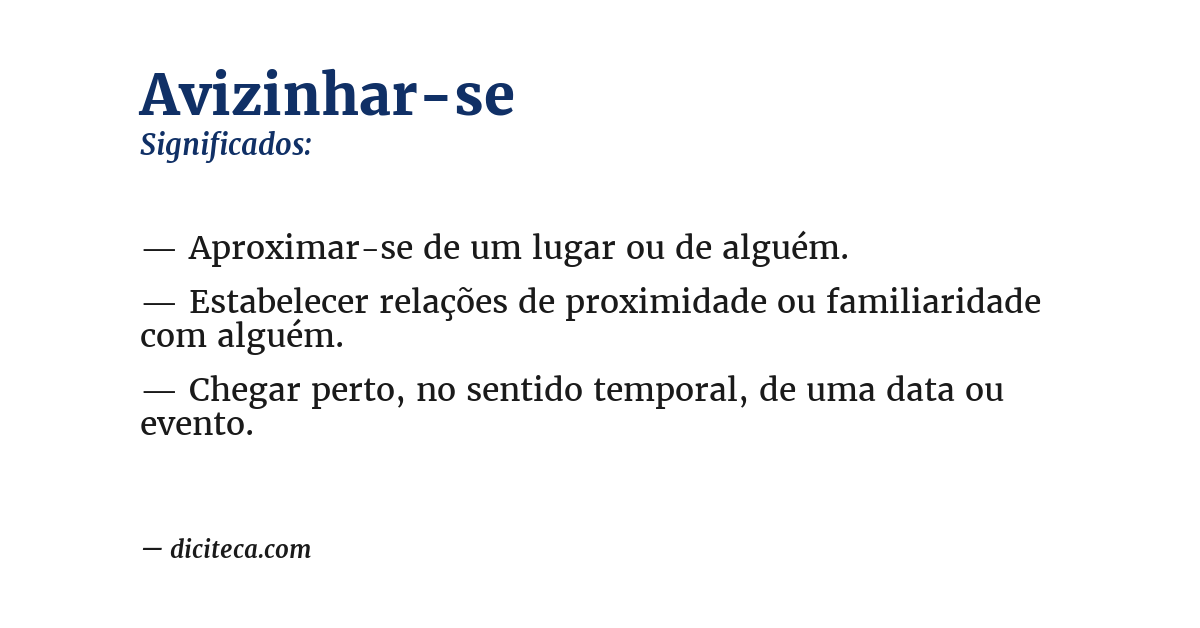 Significado de avizinhar-se