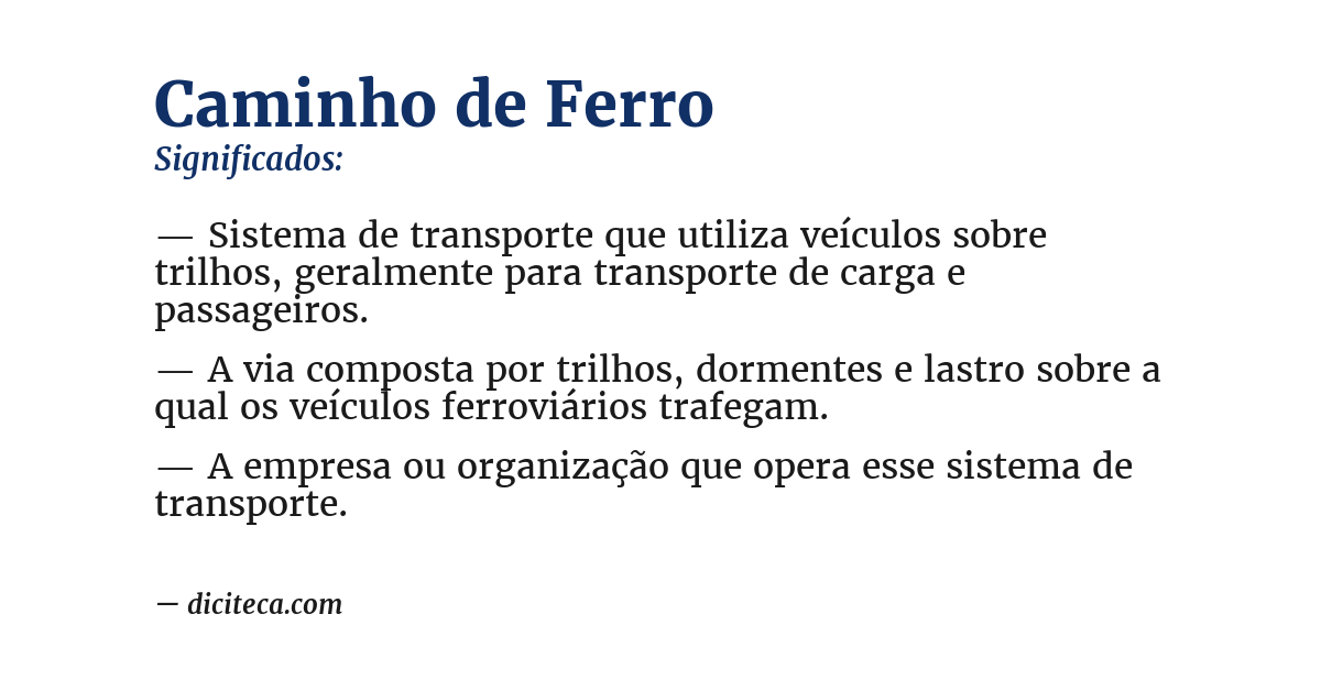 Significado de caminho de ferro