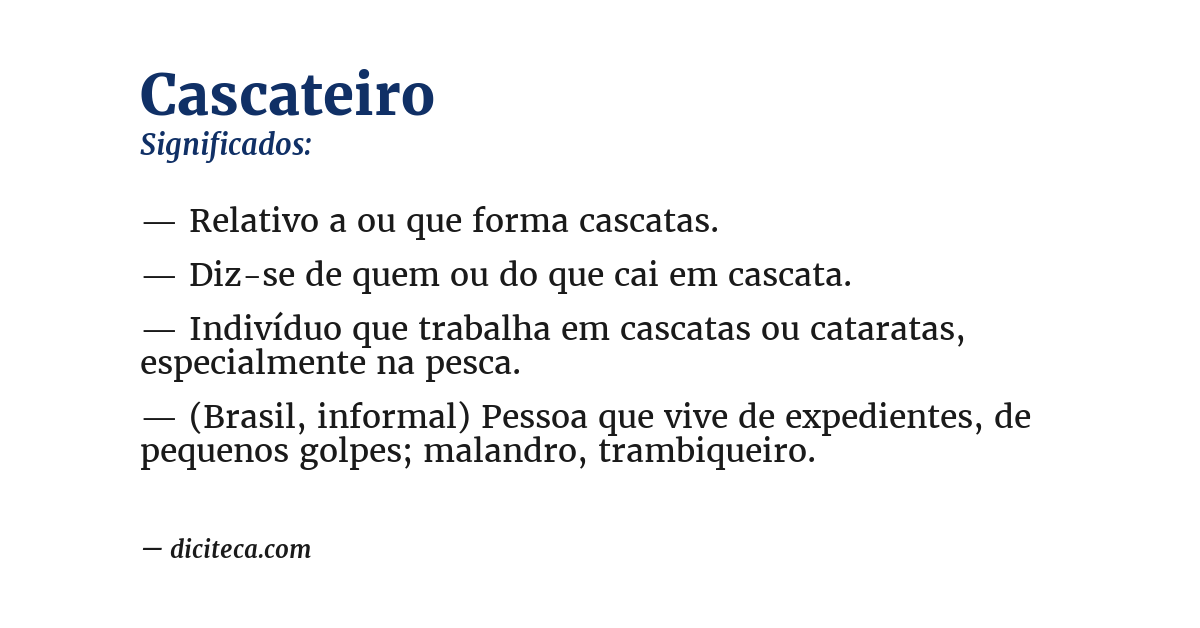 Significado de cascateiro