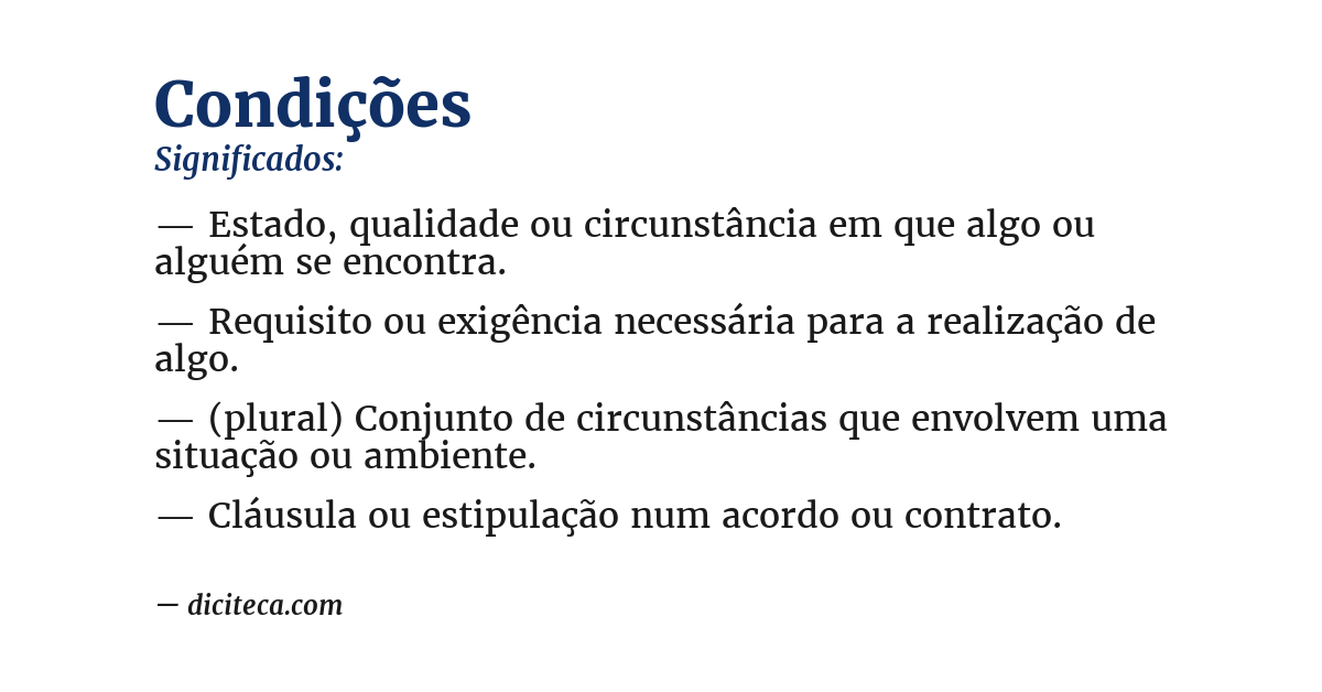 Significado de condições