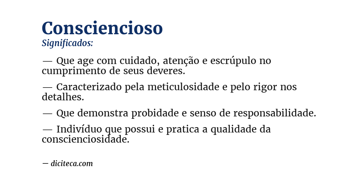Significado de consciencioso