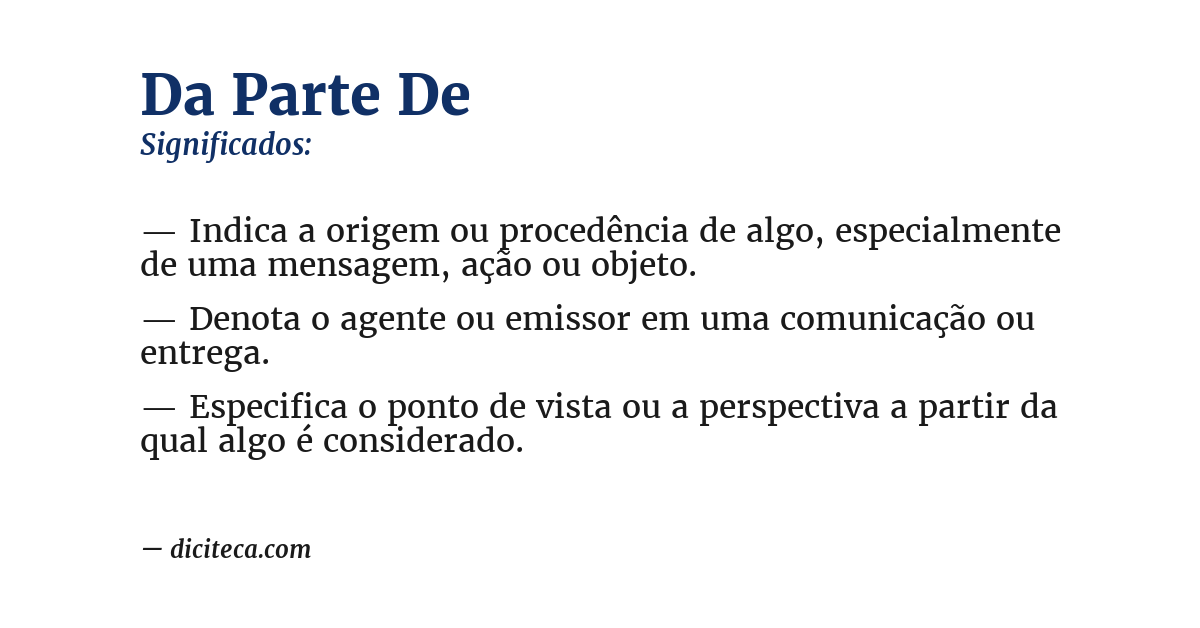Significado de da parte de