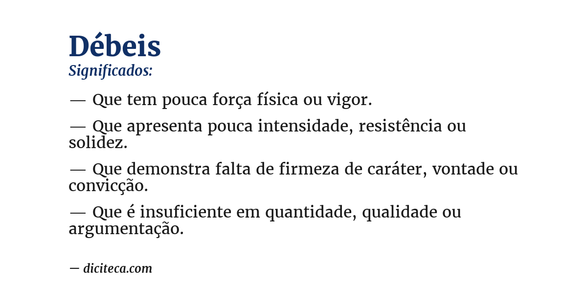 Significado de débeis