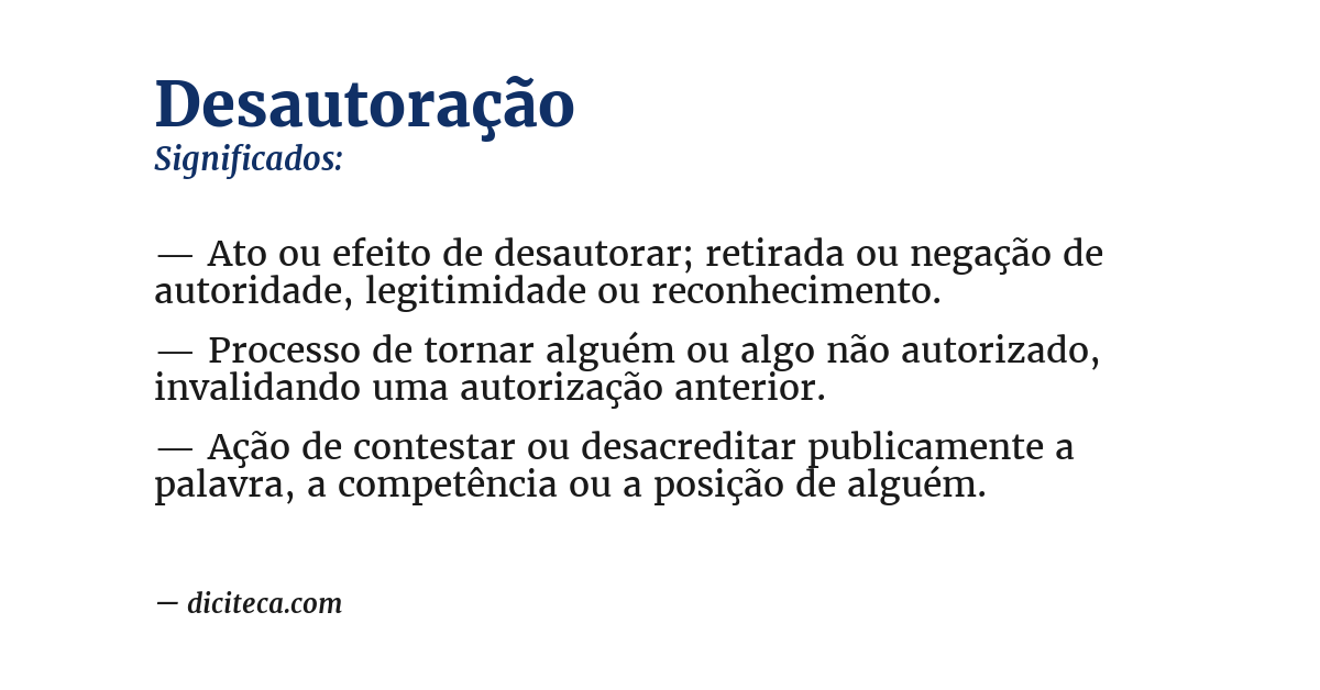 Significado de desautoração