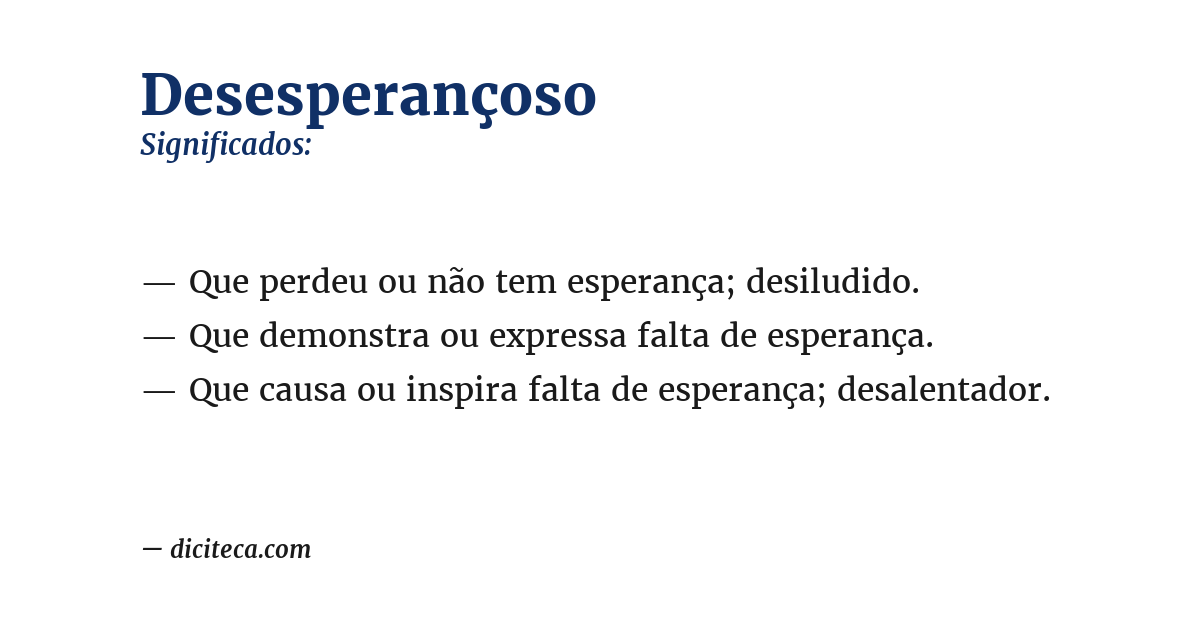 Significado de desesperançoso