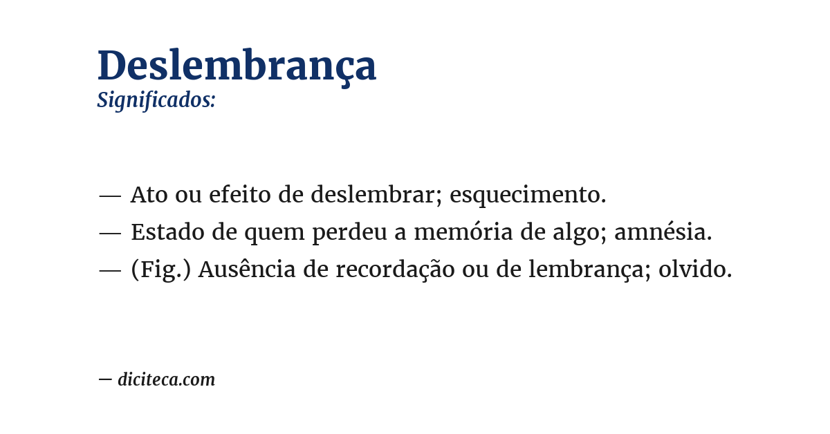 Significado de deslembrança