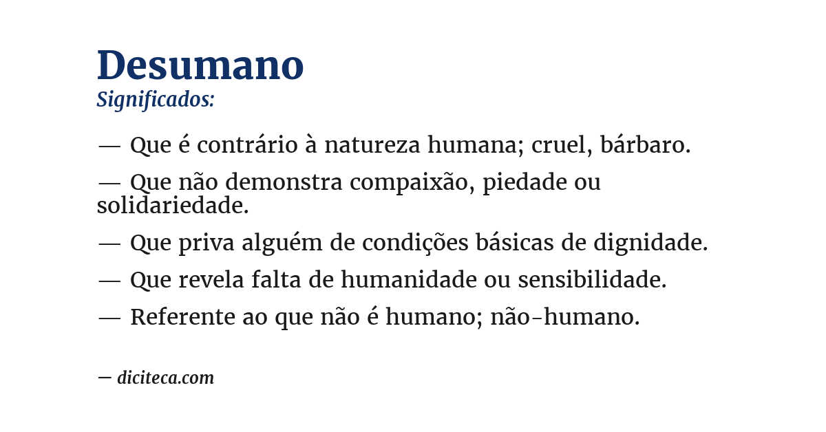 Significado de desumano