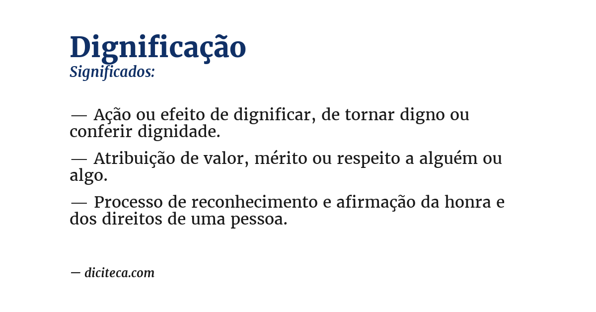 Significado de dignificação