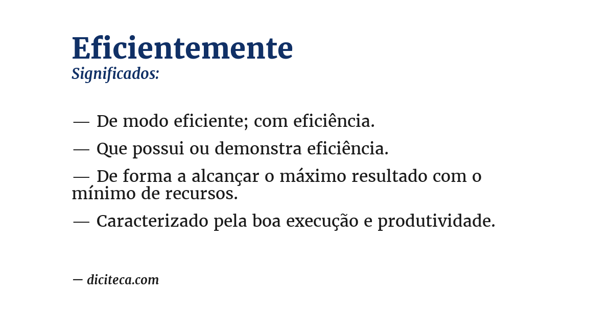 Significado de eficientemente