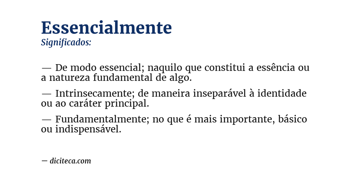 Significado de essencialmente